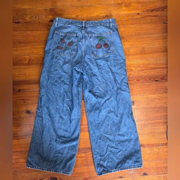 Old Navy Drapey Denim High-Risr Baggy Wide Leg - Picture 1 of 6